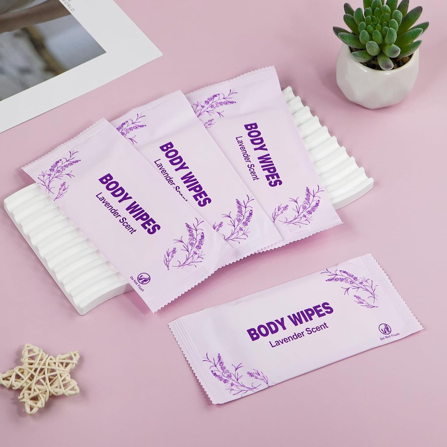 Body Wipes Individually Wrapped, 100 Pack Adult Bath Wipes No Rinse Extra Large Thick (11.8"x7.9"), Suitable for Camping, Gym and Travel, Lavender Scent