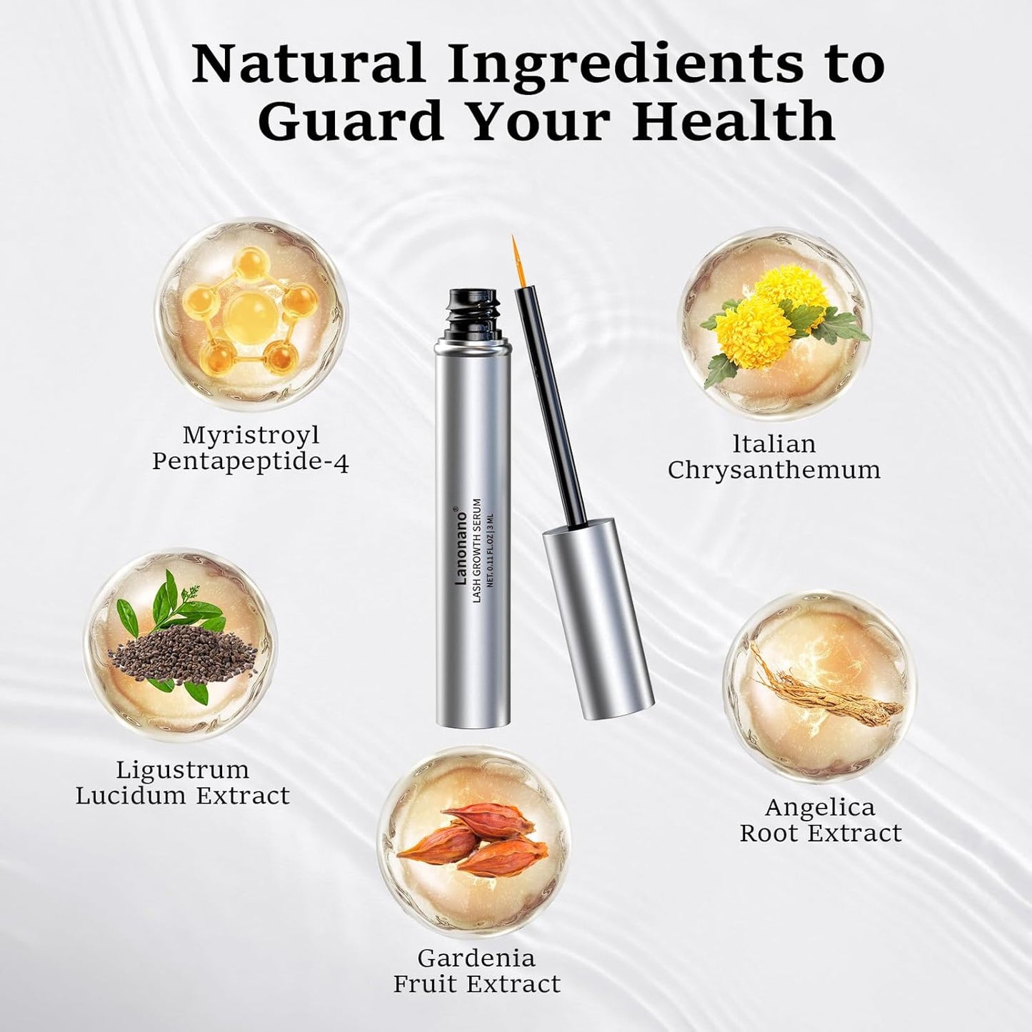 Lash Serum, Eyelash Growth Serum for Longer & Thicker Lashes, Eyelash Rapid Growth, Vegan & Cruelty-Free, 0.1 Fl Oz (3ml)