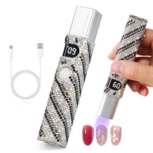 Handheld UV Light for Gel Nails,Mini LED Cordless Nail Lamp for Gel Nail Polish,Portable Flash Cure Lamp,Rechargeable USB Nail Dryer with LCD Display Fast Curing Home DIY
