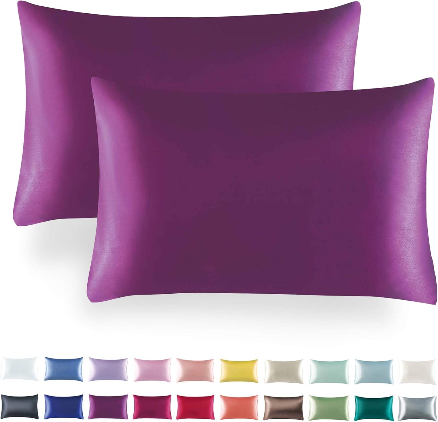 Tyfitb Satin Pillowcase Set for Hair & Skin Care – Cooling, Hypoallergenic, Anti-Frizz, Wrinkle-Free – Soft, Luxurious Pillowcases with Envelope Closure – 2-Pack, King Size 20x36, Gift-Ready