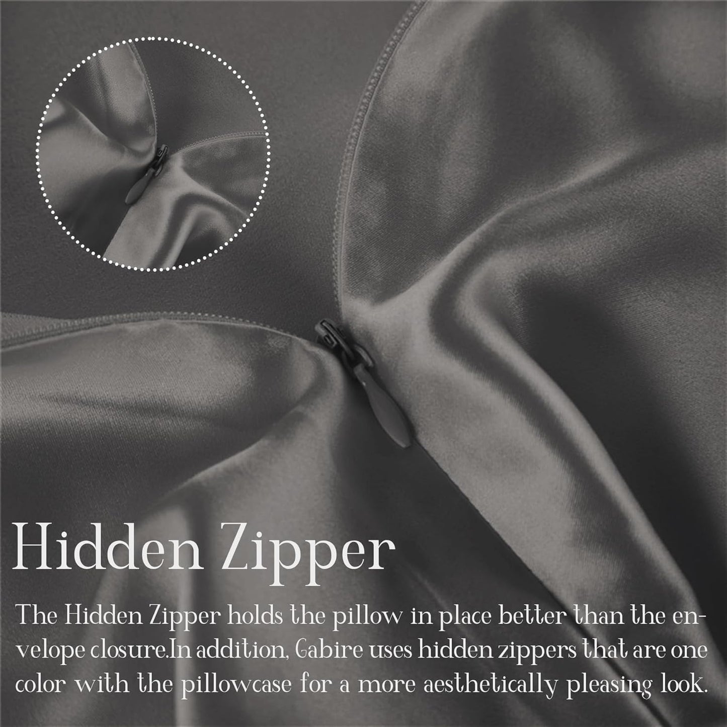 Mulberry Silk Pillow Case for Hair and Skin Prevent Acne Pillow Cases Both Sides Real Silk Pillowcases Organic Silk Pillowcase with Hidden Zipper, Grey, Queen (20"×30")