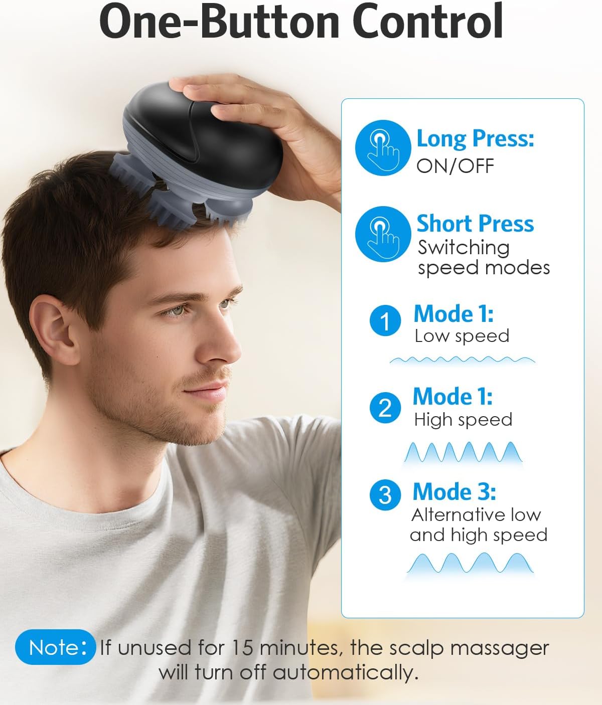 AMIR Electric Scalp Massager, Portable Head Scratcher with 96 Kneading Nodes, Handheld for Stress Relief and Pain Relief, Ideal Gifts for Women, Men (Black)