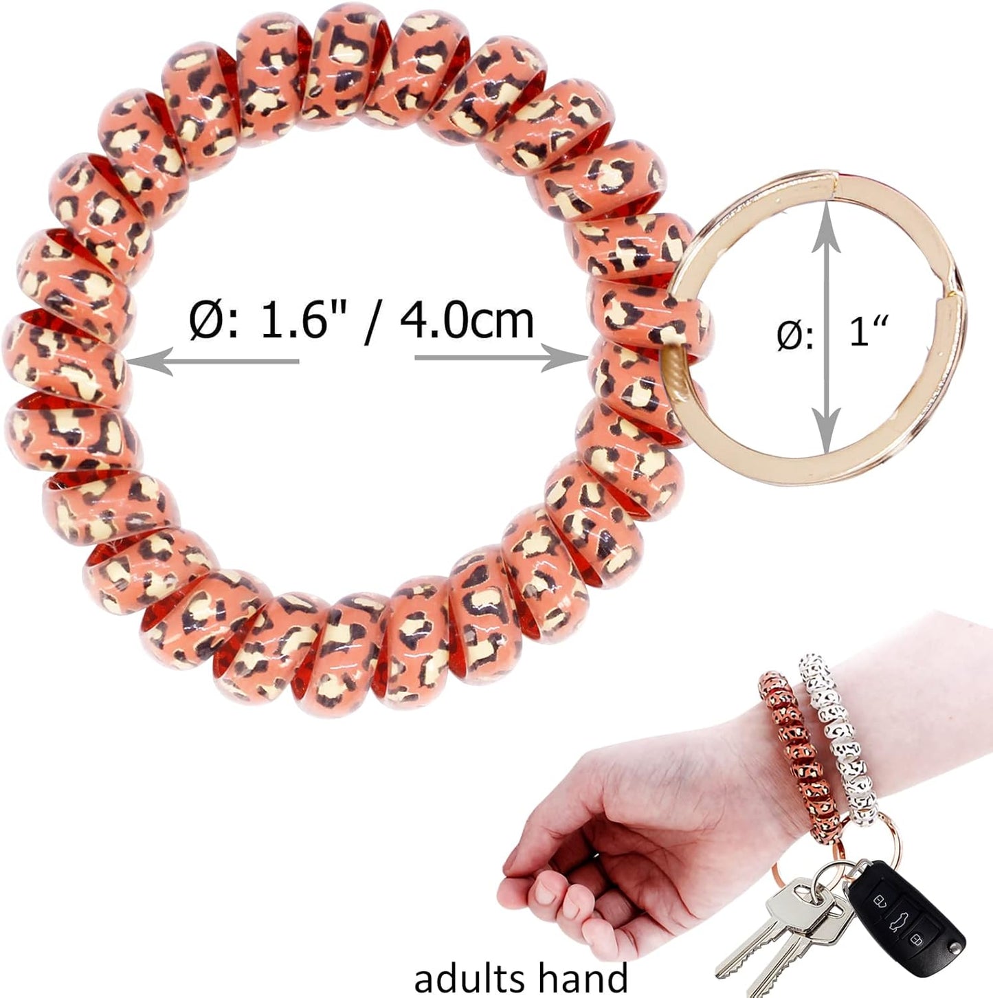 BIHRTC Pack of 6 Stretchy Keychain Plastic Coil Stretch Wristband Bracelet Wrist Coil Key Ring Wrist Coil Wrist Keychain Colorful Stretch Key Chain for Gym Pool ID Badge Sauna