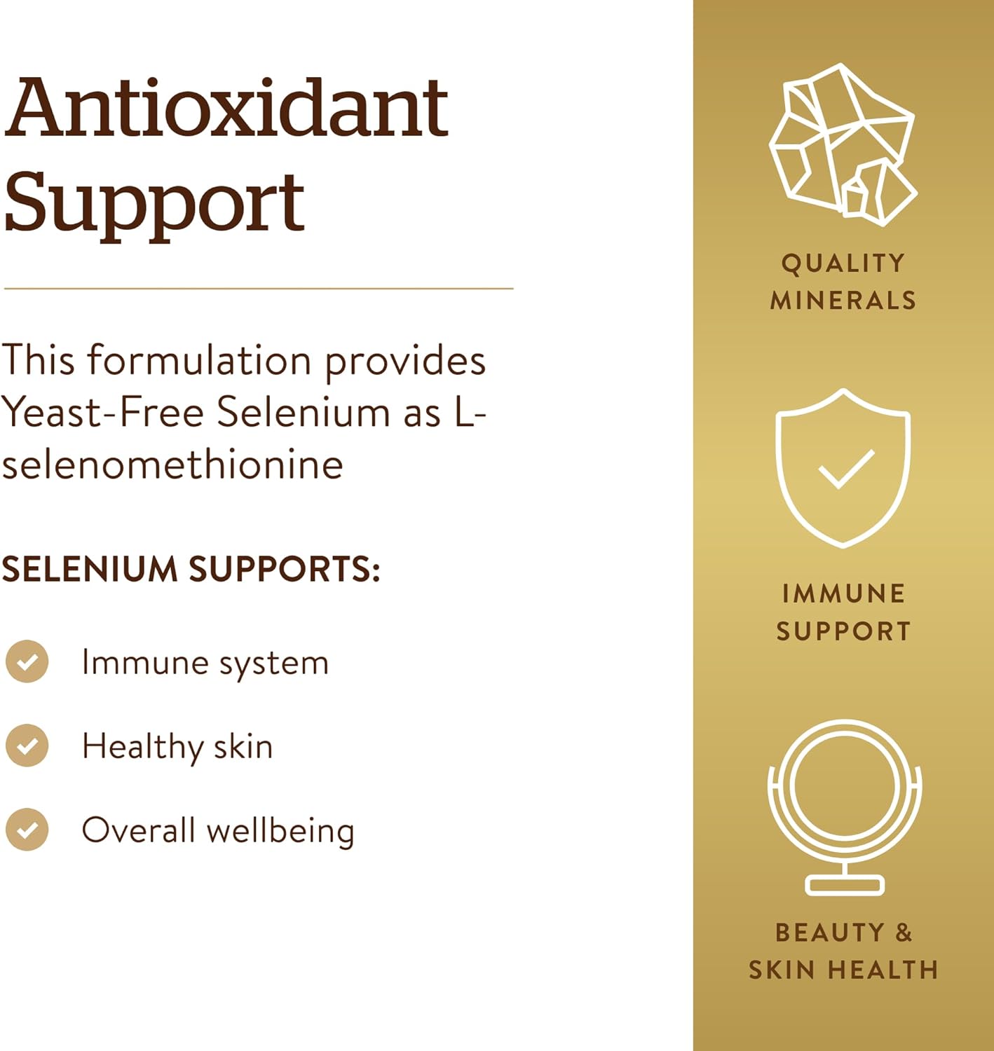 Solgar Yeast-Free Selenium 200 mcg, 250 Tablets - Supports Antioxidant & Immune System Health - Non-GMO, Vegan, Gluten Free, Dairy Free, Kosher - 250 Servings