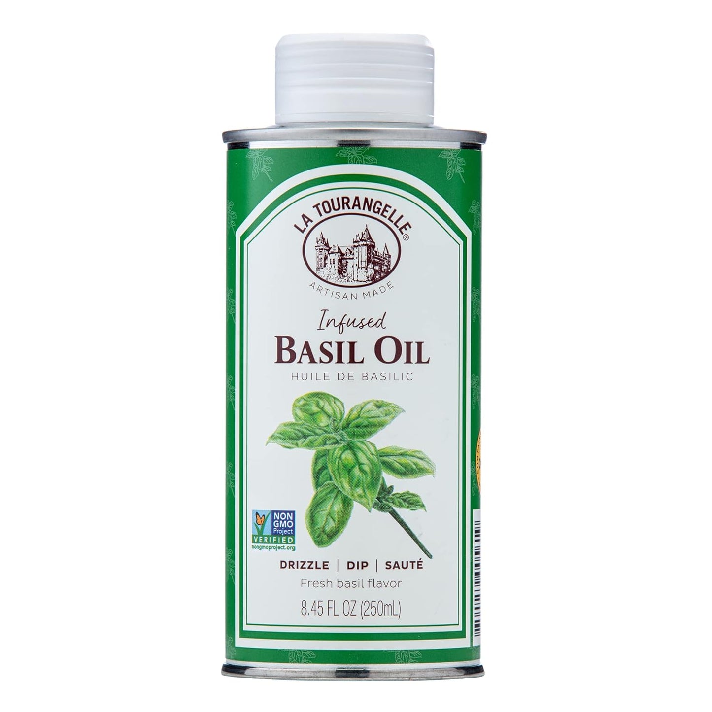 La Tourangelle, Basil Oil, Expeller-Pressed High-Oleic Oil, Great for Salads, Finishing Oil, Spread, Sauce, Dips, 8.45 fl oz