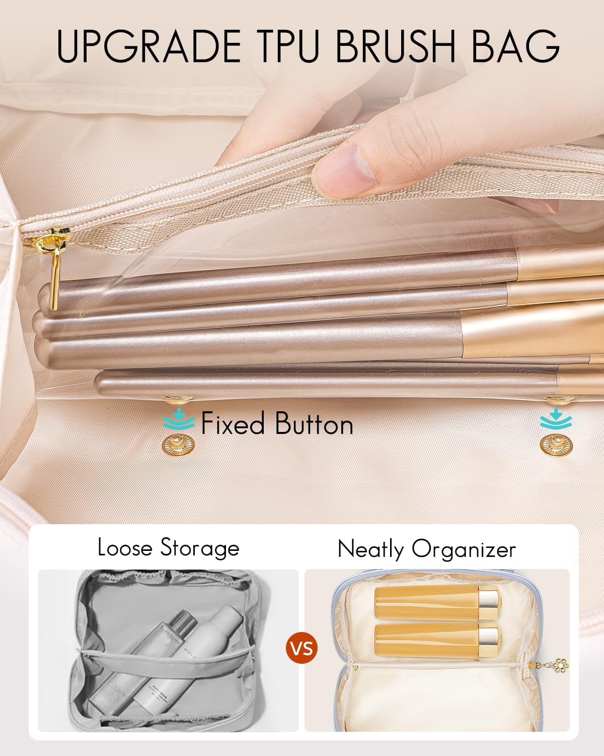 Vlando Makeup Bag,Large Capacity Toiletry Bag for Women Waterproof Portable Make up Pouch PU Leather Open Flat Cosmetic Bag(Purple)