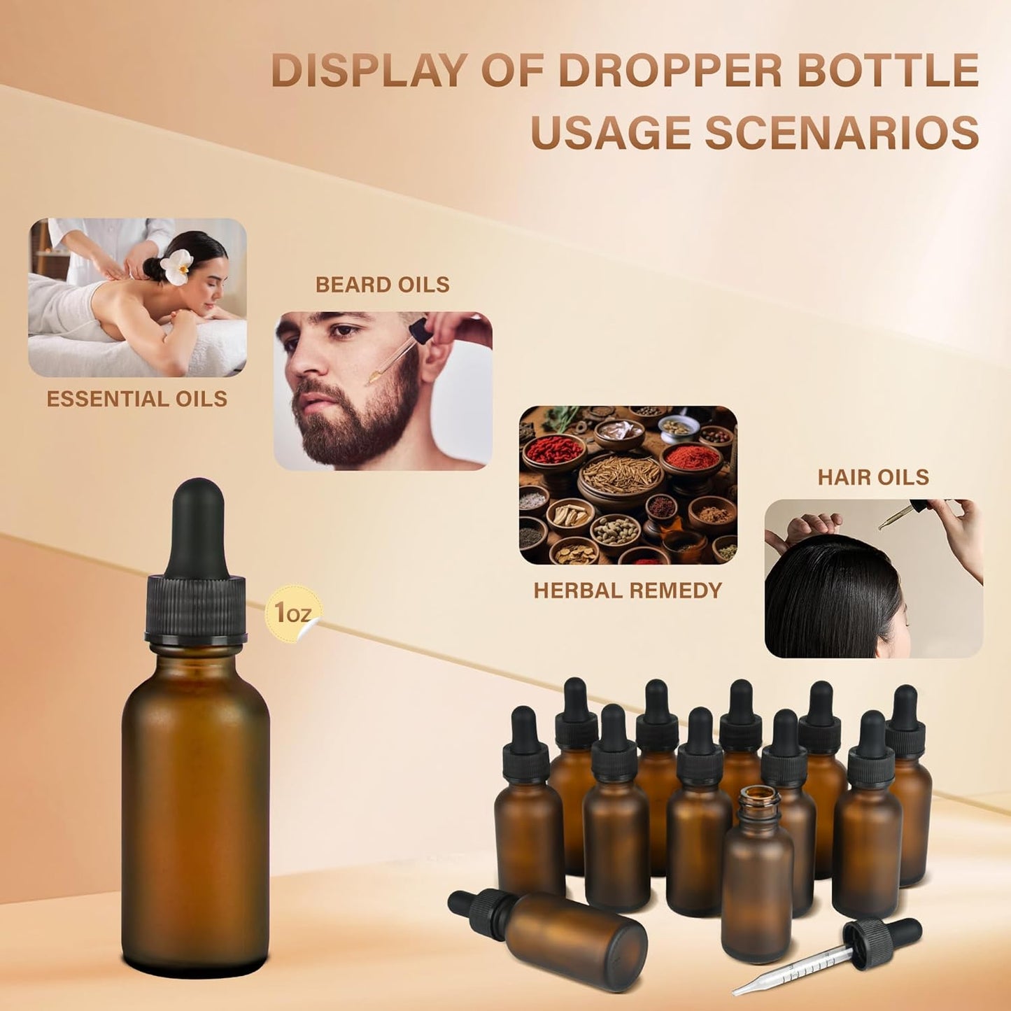 12 Pcs, 1oz Dropper Bottle, Amber Glass Eye Dropper Bottle, Tincture Bottles with Dropper, Pretty Finish, Leak-Proof Design, Stronger Suction for All Kinds of Mixed Liquids