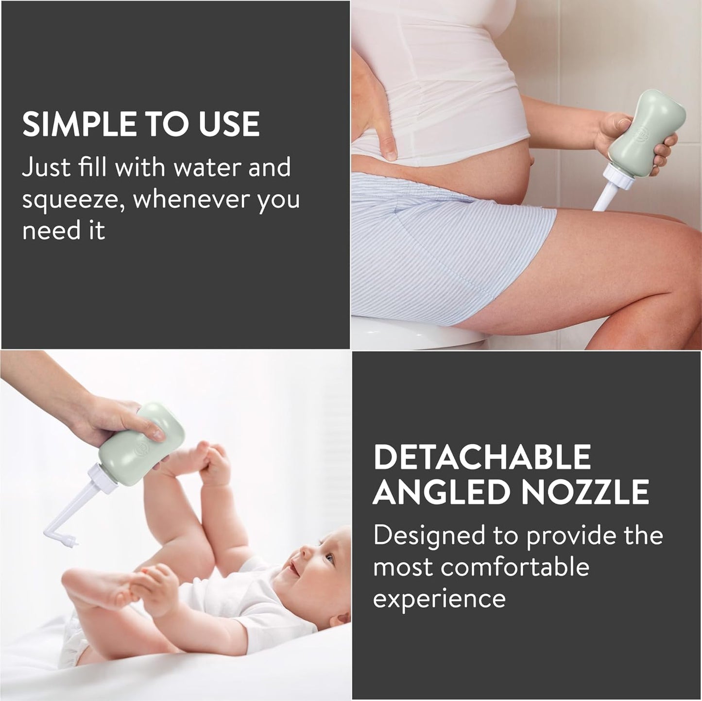 Peri Bottle - Portable Bidet Kit - Travel Perineal Wash Handheld Squeeze Bottles - Postpartum and Labour Essentials for Women - Post Birth Spray Care After Childbirth - Gray