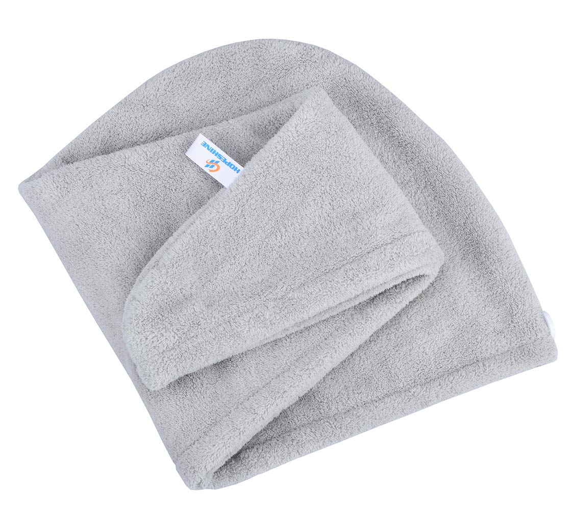 HOPESHINE Hair Drying Towel Twist Women's Soft Shower Microfiber Towels for Hair Turban Wrap Fast Drying Ultra Absorbent Cap Great Gift for Women (3-Pack Dark Grey+ Grey+Purple)