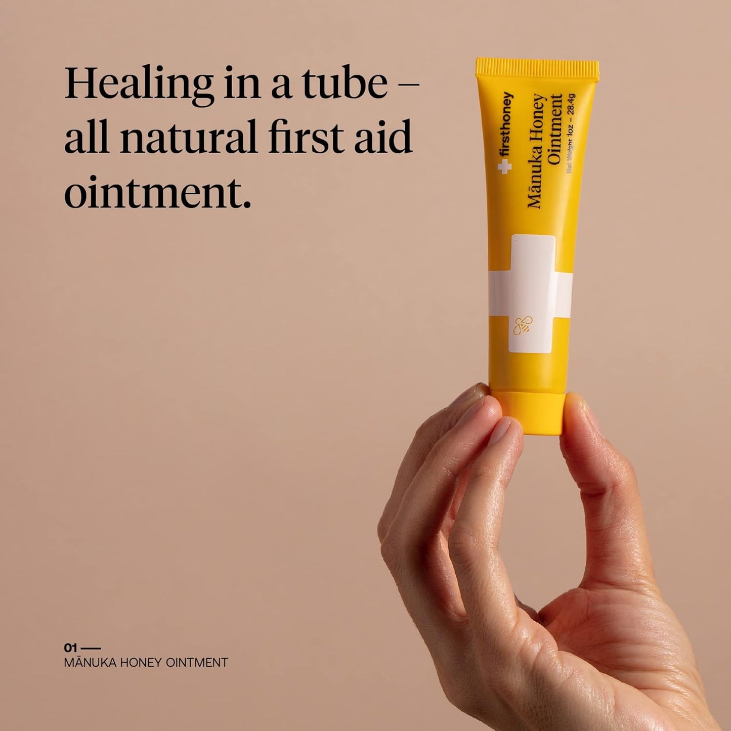 First Honey Wound Healing Ointment 0.5 oz | 100% Active Leptospermum | Fast Relief & Skin Repair | Manuka Honey from New Zealand Antibiotic Free Burn Care, Scar Gel, Dressing Aid