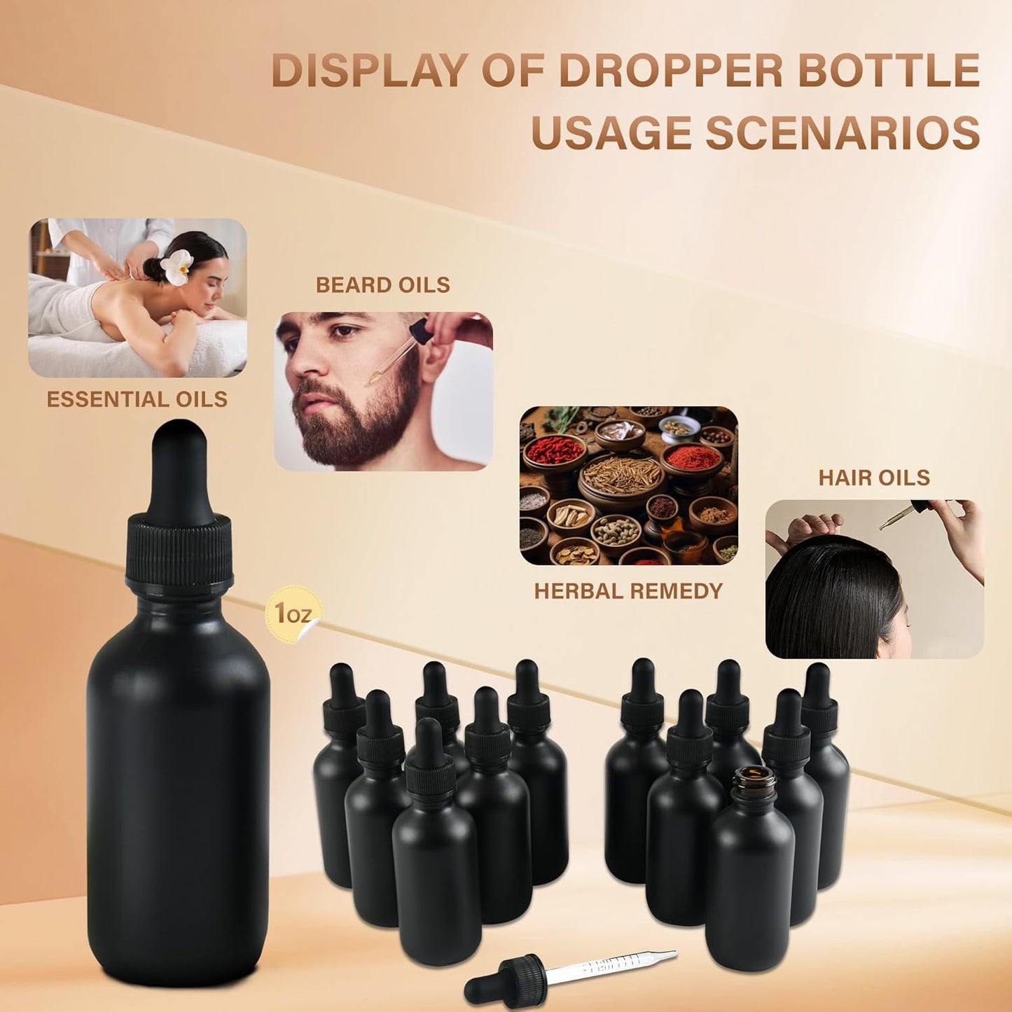12 Pcs, 2oz Dropper Bottle, Black Glass Eye Dropper Bottle, Tincture Bottles with Dropper, Pretty Finish, Leak-Proof Design, Stronger Suction for All Kinds of Mixed Liquids