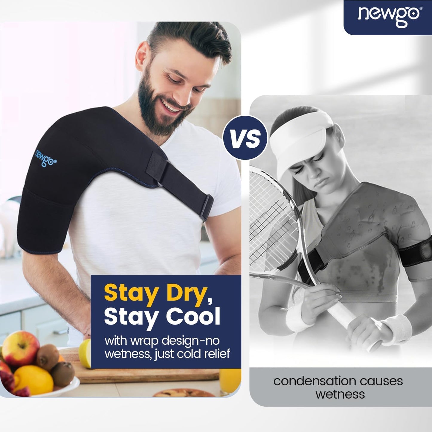 NEWGO Shoulder Ice Pack Rotator Cuff Cold Therapy, Ice Pack Shoulder Wrap Cold Compression Sleeve for Pain Relief, Surgery Recovery, Bursitis - Extra Large