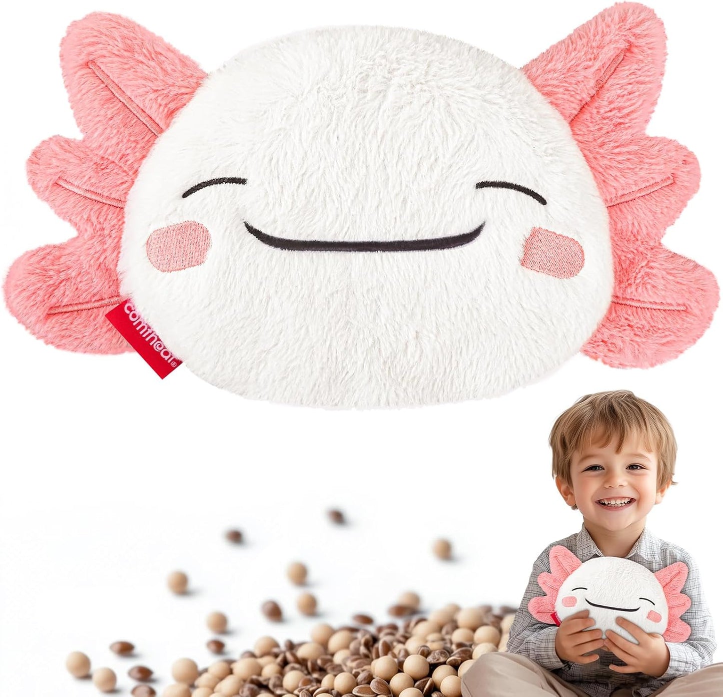 Cute Axolotl Microwave Heating Pad for Pain Relief, Unscented Microwavable Heating Pads for Cramps, Neck Shoulder, Muscles, Natural Moist Heat Pack with Washable Cover