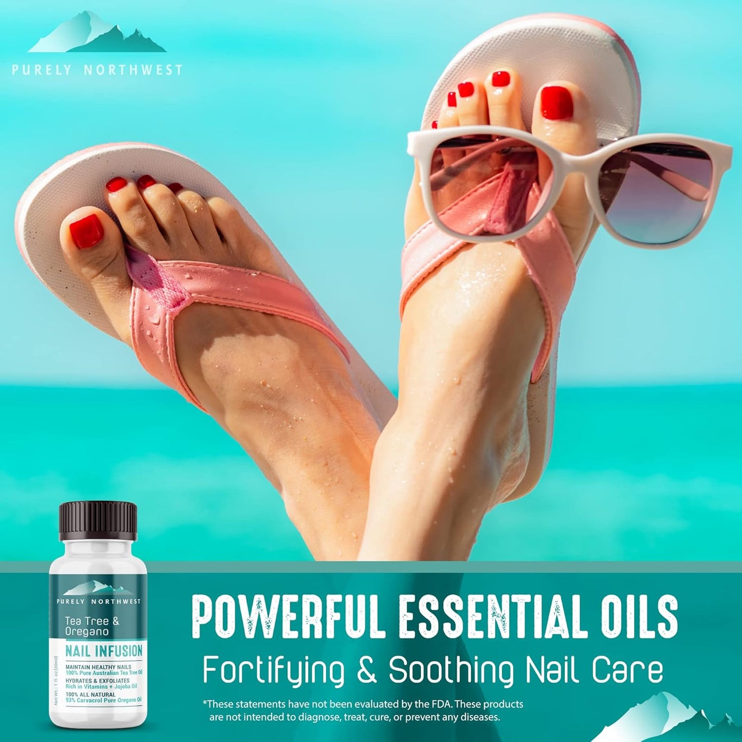 Toenail Fungus Extra Strength Solution-Thick Discolored Nail Repair, Ingrown Nails, Dry Cracked Nails & Cuticles-All Natural with Tea Tree & Oregano Oil: by Purely Northwest USA 1oz