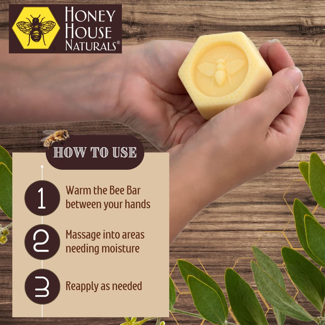 Honey House Naturals Bee Bar Gift Set – Small Bee Bar .6 ounces – All-Natural Ultra Moisturizing Lotion Bar Infused with Essential Oils and Butters – 5 Piece Set