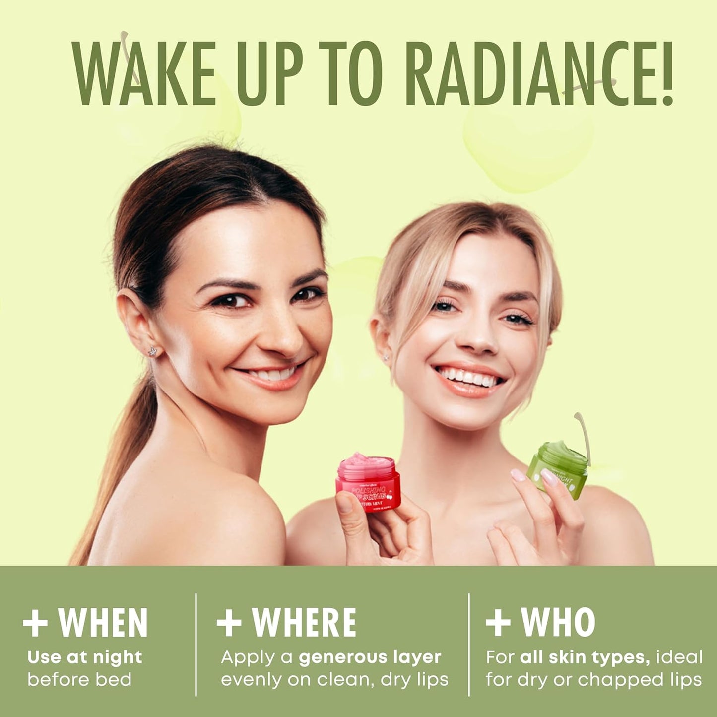 Apple, Pear, Cherry & Mint Lip Mask and Scrub - Dermatologist Tested, Hydrating & Exfoliating, Korean Skin Care, Nourishes, Softens & Brightens Lips - Vegan & Natural - 1 Pack