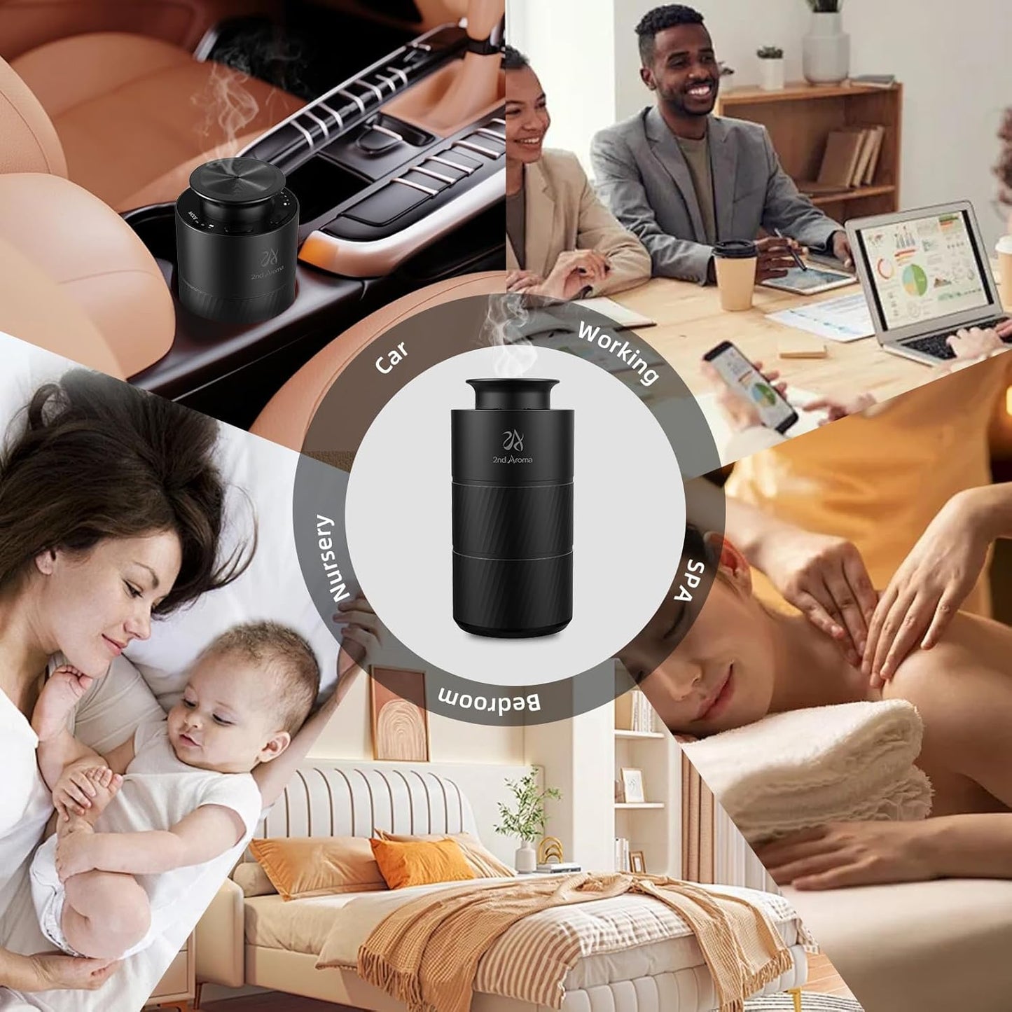 Car Freshener Diffuser, Aluminum Waterless Diffusers for Essential Oils, 20ml Portable USB Rechargeable Smart Aromatherapy Machine with 3 Timing & 3 Mist Levels for Car Room Office