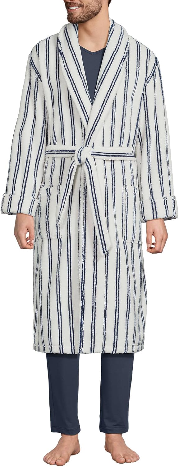 Lands' End Men's Calf Length Turkish Cotton Terry Bathrobe
