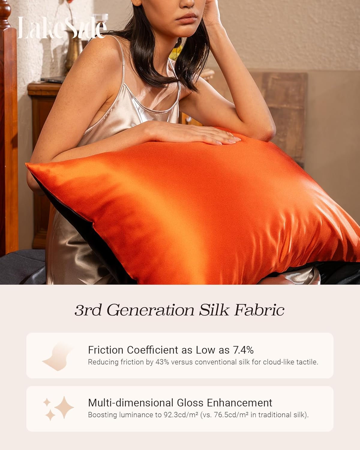 Oriental Lakeside® 100% Pure 22 Momme Mulberry Silk Pillowcase with Envelope Closure - Nighttime Skincare & Hair Care Hydrating Pillow Cover