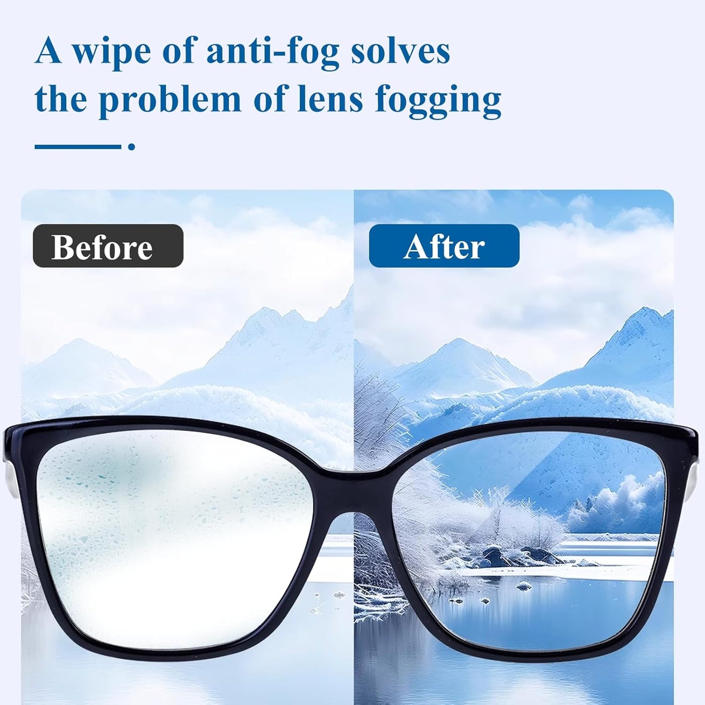 （200 PCS) Anti-Fog Lens Wipes Pre-Moistened Anti-Fog Wipes| Glasses Cleaner Safely Cleans Glasses, Sunglasses, Phone Screen, Electronics & Camera Lens
