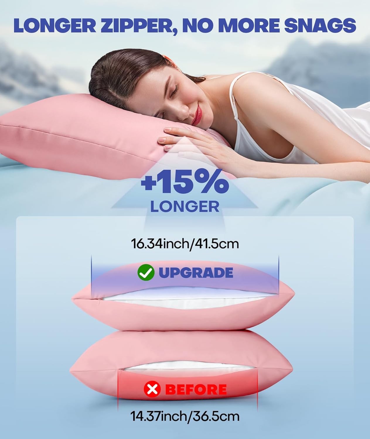 Ice Cooling Pillowcase for Hot Sleepers, Instantly Cool, Stays Cold All Night, Softer Than Silk Pillow Cases, Pillow Covers with Invisible Zipper, Gift for Men & Women - King Size, Coral Pink (1 Pack)