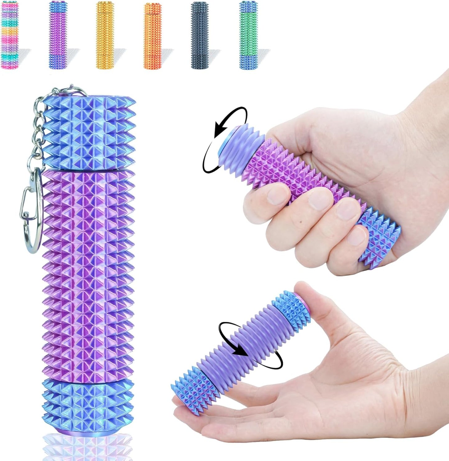 Fidget Roller Adults Teens Sensory Little Stim Gadget for Anxiety Relief Mild Ouchie,Desk Focus Tool Portable Hand Spinner Gifts Idea White Elephant Stocking Christmas(Purple,Compact Fit)