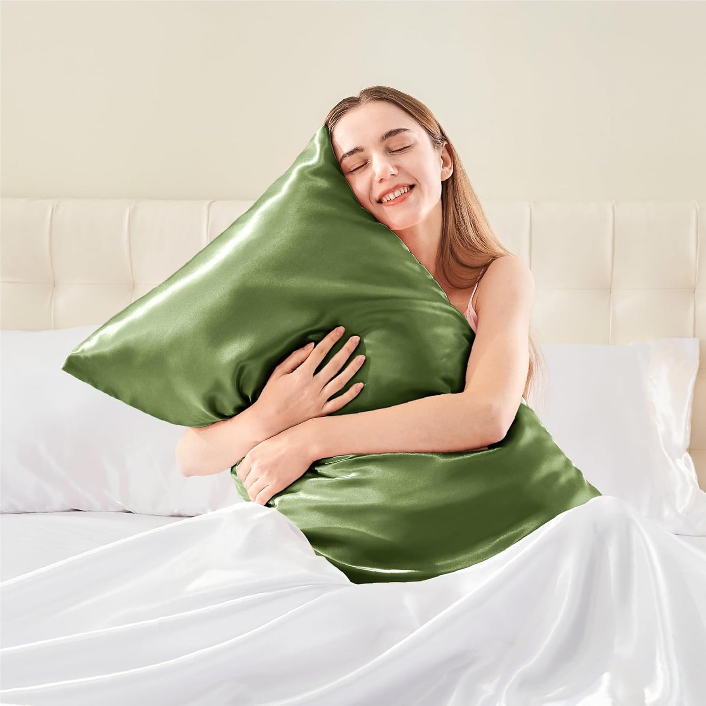 BEDELITE Satin Body Pillow Cover, Super Soft and Cooling Body Pillow Pillowcase for Hair and Skin, Breathable Silky Full Long Pillowcase Cover(20"x54", Cedar Green)