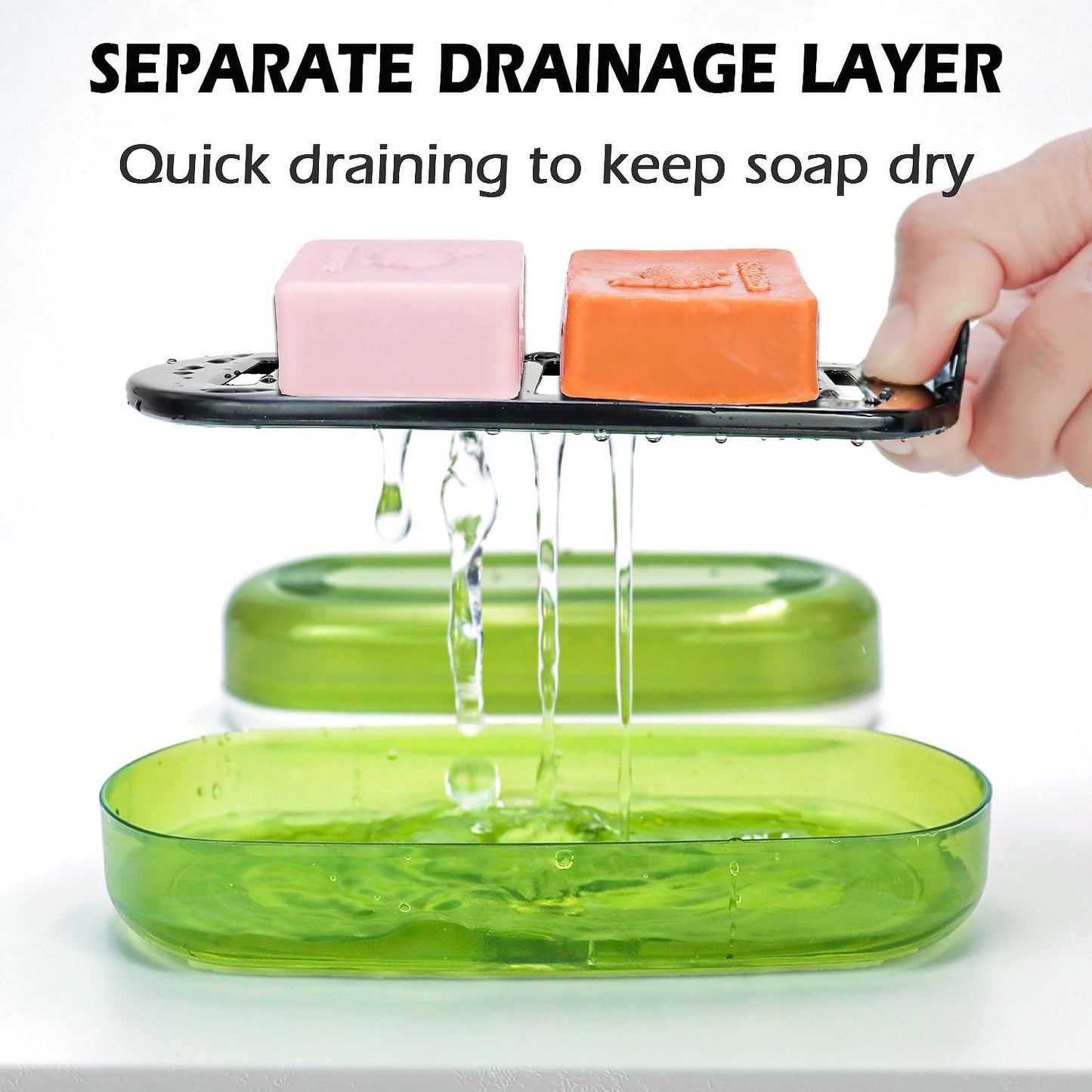 Shampoo & Conditioner Bar Dish,Large Travel Soap Case for Duke Cannon Soap,Shampoo Soap Holder is Compatible with The Kitsch Shampoo bar for Travel, Camping, Gym, Bathroom (Max, Green)