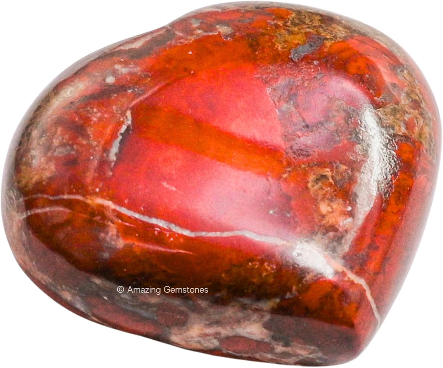 Amazing Gemstone Brecciated Jasper Crystal Heart Palm Stone - Pocket Massage Worry Stone for Natural Body Chakra Balancing, Reiki Healing and Crystal Grid