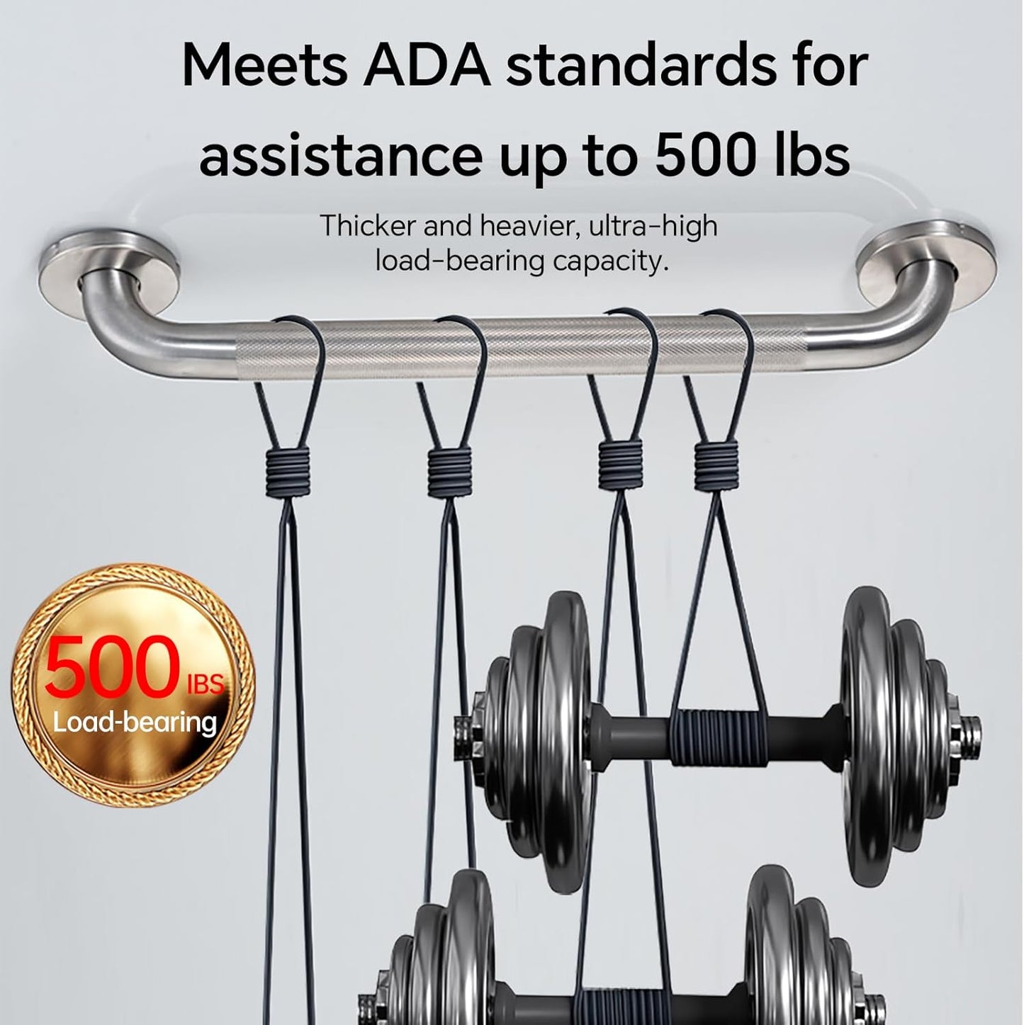 Joyrain 16-inch Bathroom Safety Grab Bar - 500lb Weight Capacity ADA Certified Anti-Slip Handle for Shower/Tub/Toilet, Elderly & Disabled Assist (Knurling, 24 inch)