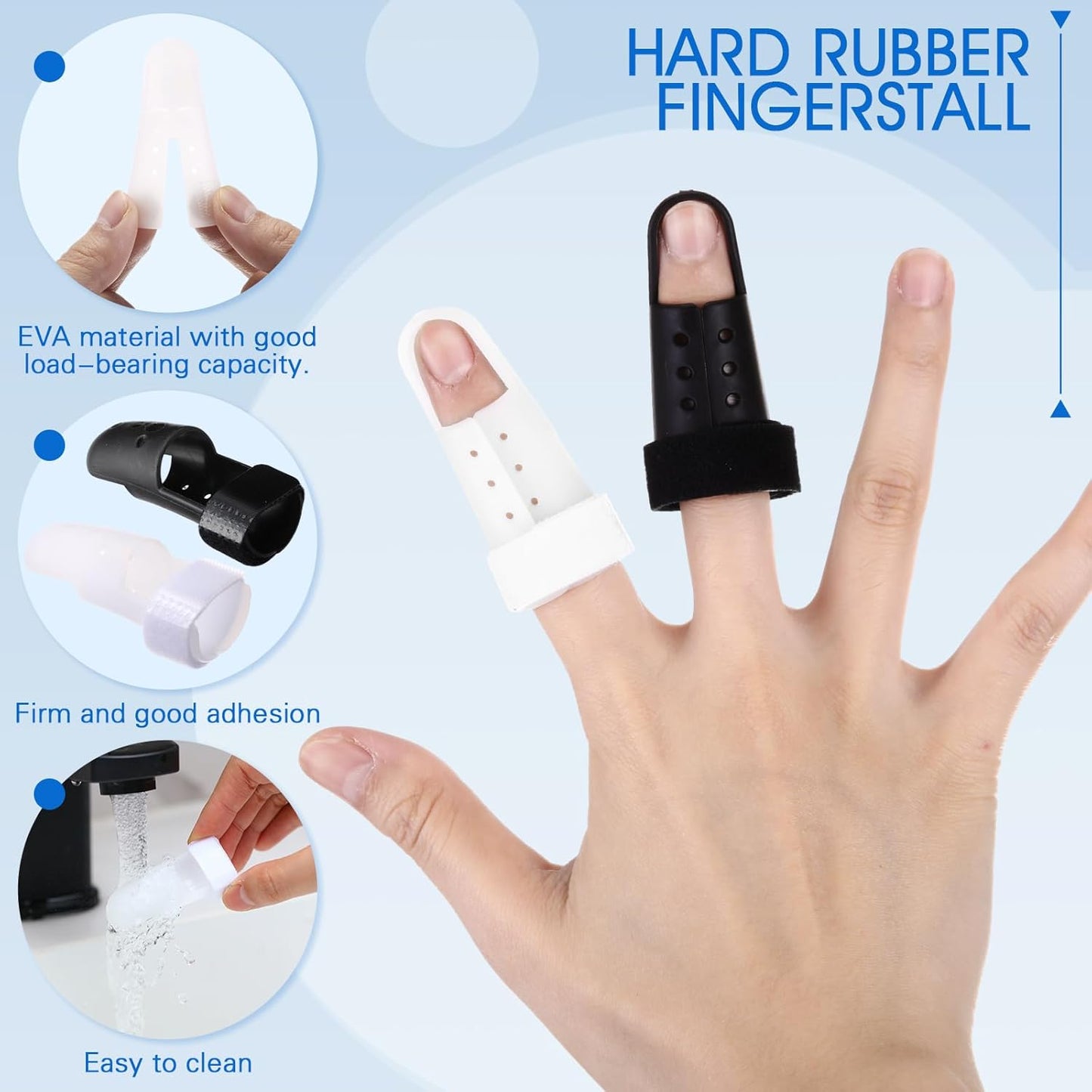 BBTO 10 Pcs Mallet Finger Splint, 5 Sizes Finger Support Brace Stabilizer Straightener Plastic Fingertip Protectors Arthritis Knuckle Immobilization for Thumb Pinky Middle Index Ring(White, Black)