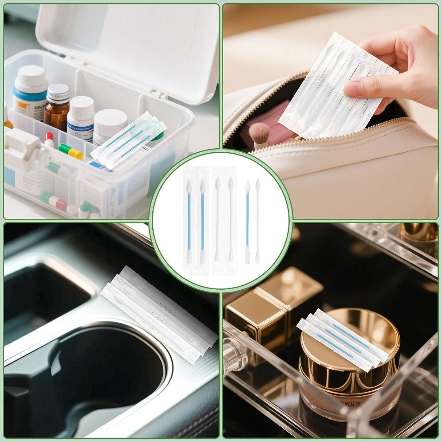 Cotton Swabs Individually Wrapped Travel Cotton Swabs, Cotton Stick Spiral Pointed Cotton Swab, Round Tip Cotton Swab, Double Tipped Cotton Swabs for Ear Makeup Cleaning Care (200 Count)