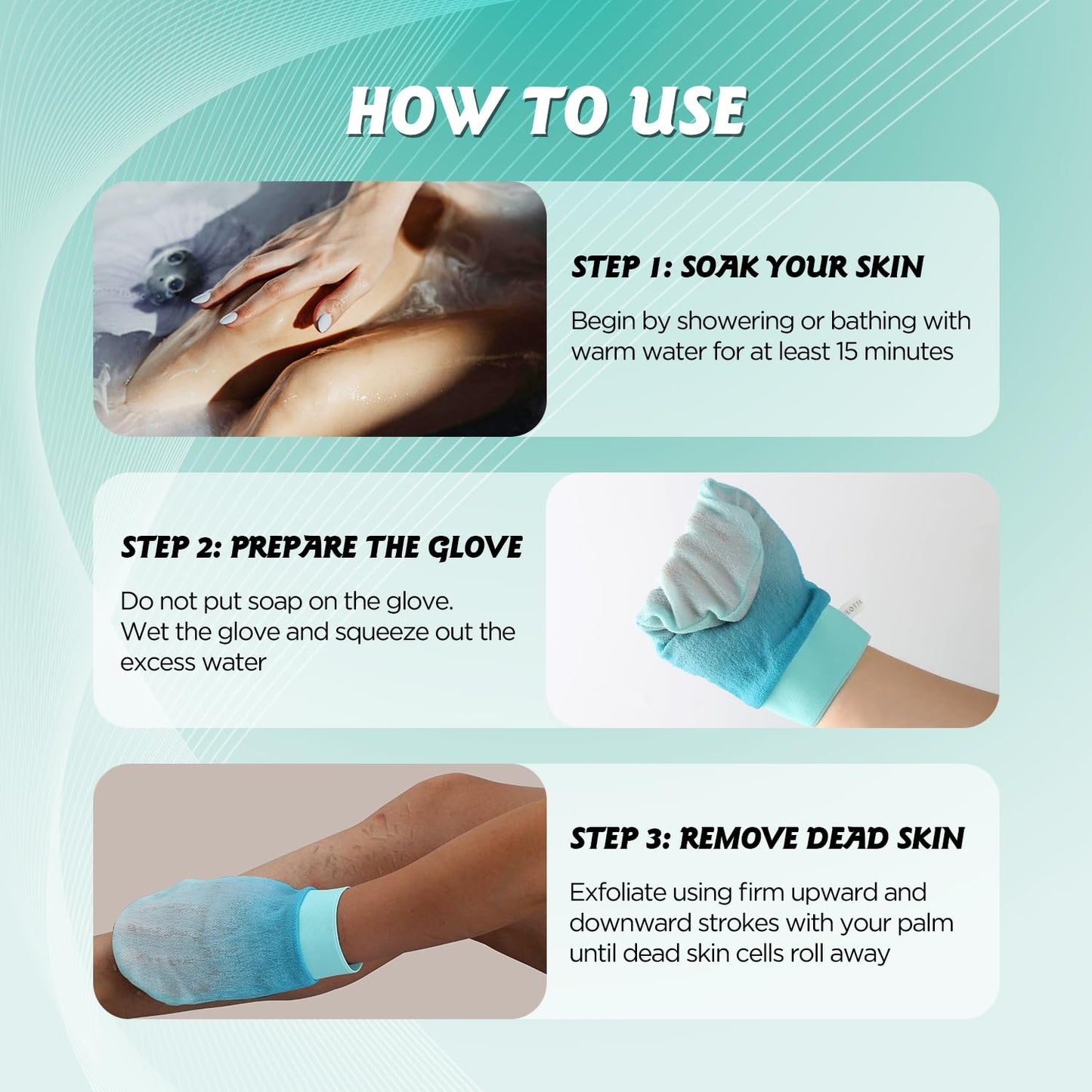 LOTTA Dreamy-Glow Deep Exfoliating Glove - Vegan Dead Skin Removal Body Scrub Mitt Bath Washcloth for Women Shower Exfoliation (Jungle Mist)