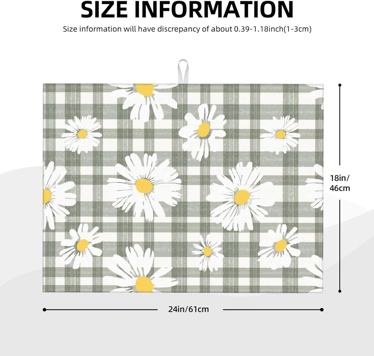 Daisy Dish Drying Mat For Kitchen Counter Absorbent Large Kitchen Fast Dry Pad Reusable Washable Protector Rack Large Mat 18 X 24