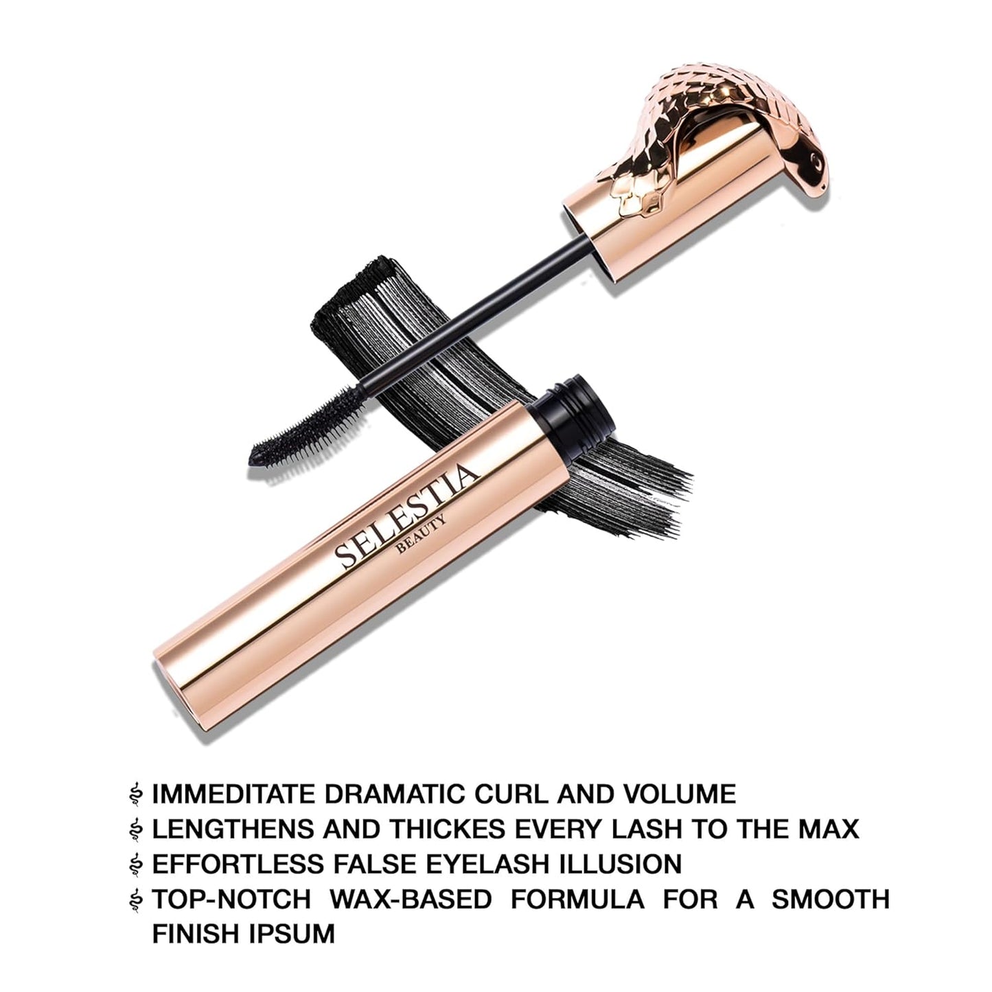 Black Mascara Queen Cobra – Volumizing, Curling, Lengthening – Soft Brush for Smooth Application – Long-Lasting & Weather-Proof – 0.34 fl.oz. - Made in Italy