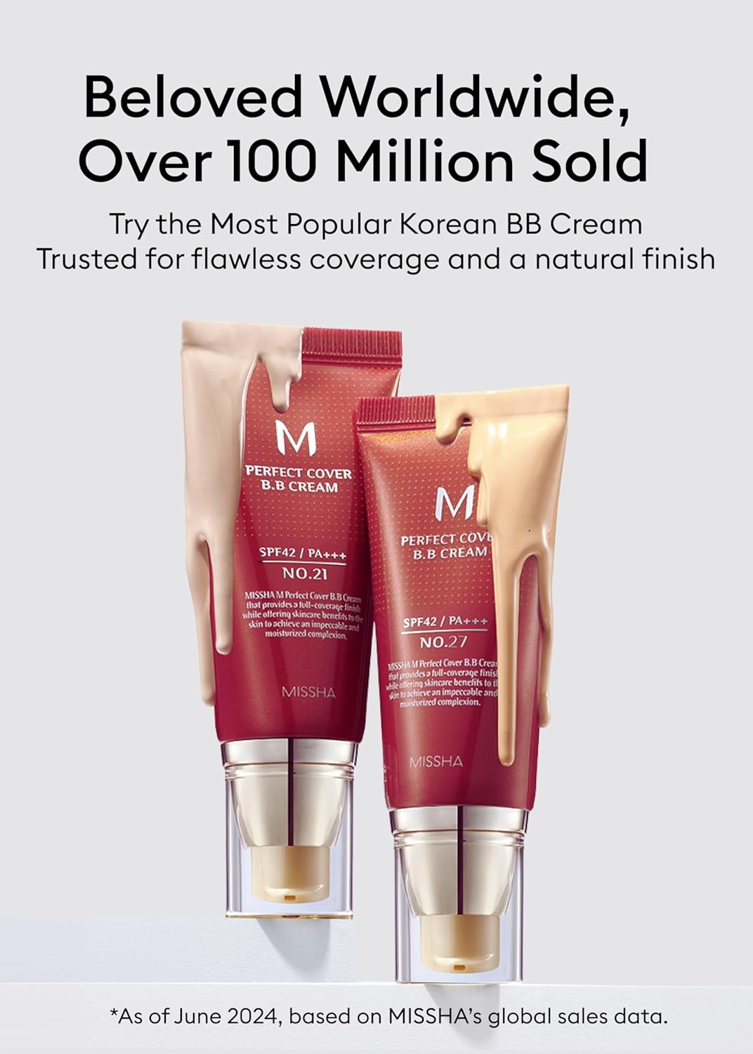 MISSHA M Perfect Cover BB Cream No.27 Honey Beige - Medium with Neutral/Warm Undertone SPF 42 PA +++ 1.69 Fl Oz - Tinted Moisturizer for face with SPF