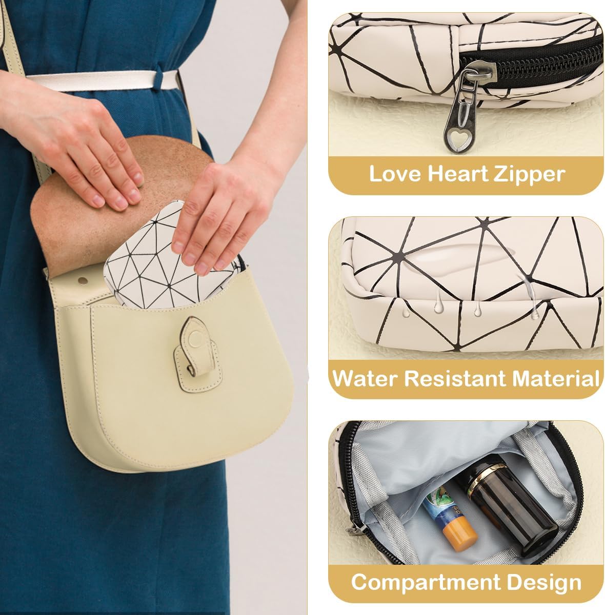 Desing Wish Sanitary Napkin Storage Bag, Menstrual Cup Pouch Nursing Pad Holder Tampon Bags Feminine Product Pouches Portable Period Kit Bag for Girls Women Ladies 2 Pack (Nude/Black)