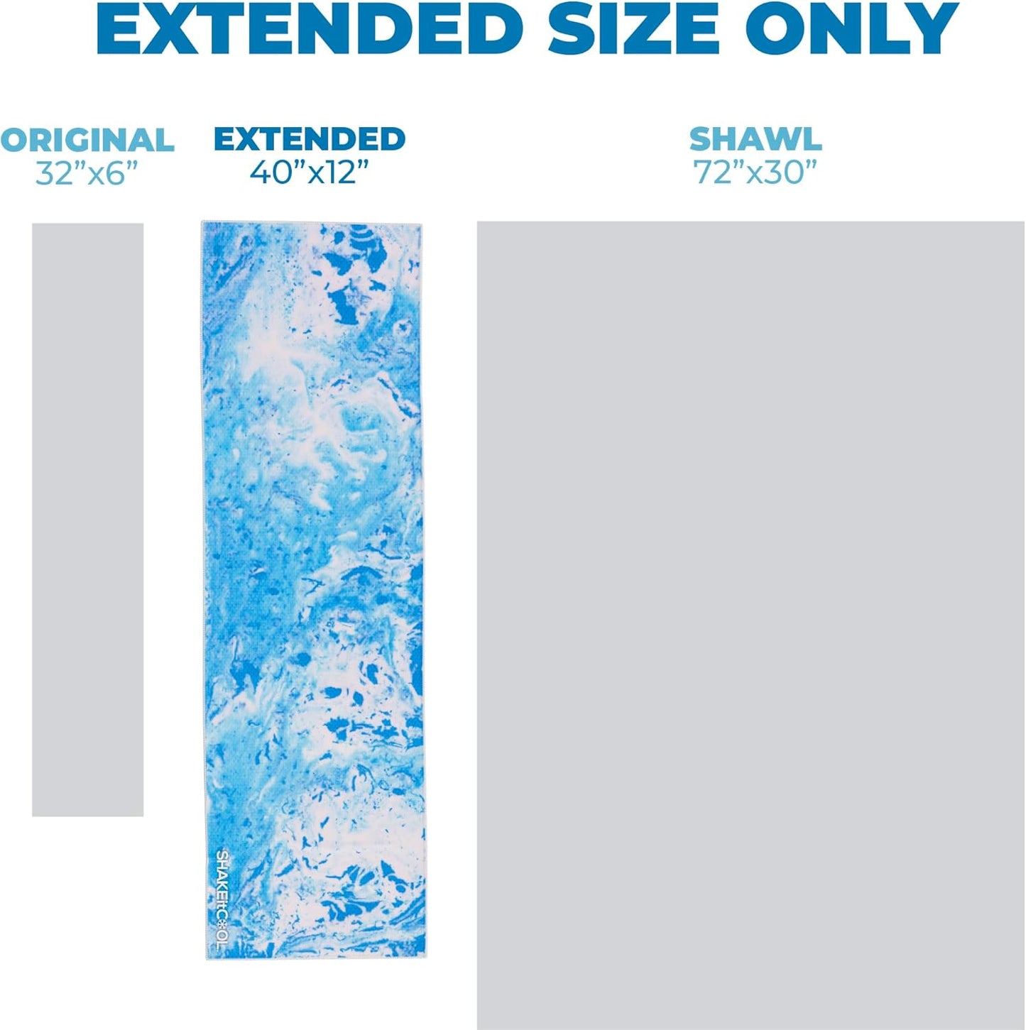 SHAKEitCOOL Extended Size Cooling Towel – Be Cool in Style - Heat Relief, Soft, Lightweight, Sun Protection, Easy Clean - Perfect for Biking, Hiking, Running, Yoga, Golf, Gardening - Blue Camo M