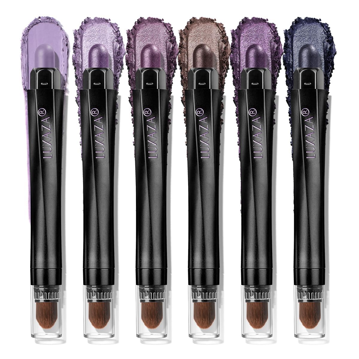 Purple Eyeshadow Stick 6PCS Set, Metallic Shimmer Matte Cream Eye Shadow Palette Eyeliner Brightener Pencil Crayon Halloween Makeup- LAVENDER