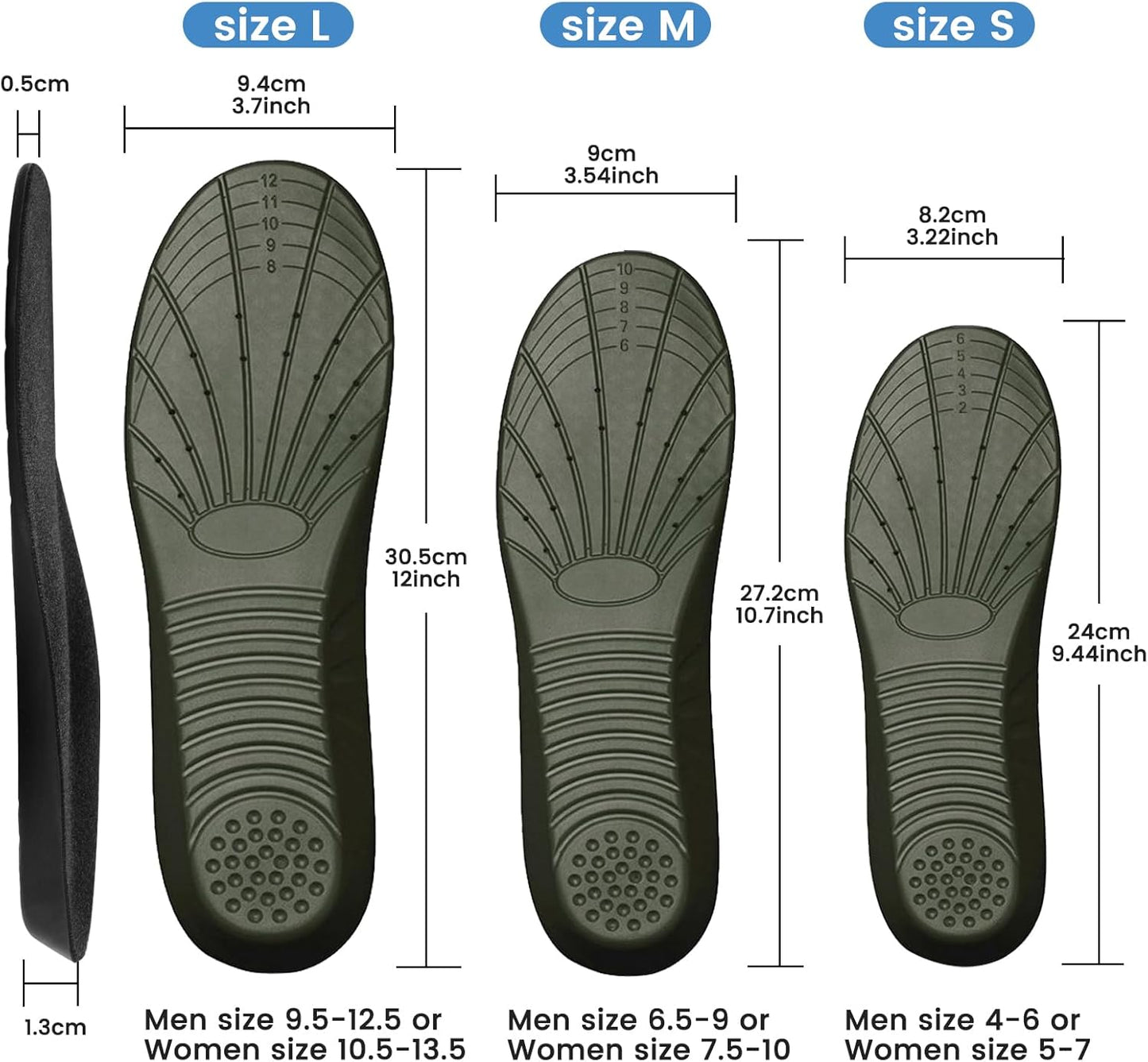 Shoe Insoles,Memory Foam Insoles Plantar Fasciitis Orthotics Shoe Inserts, Providing Excellent Shock Absorption for Feet Relief, Comfortable Insoles for Women Men Everyday Use, (S [US M: 4-6/W: 5-7])