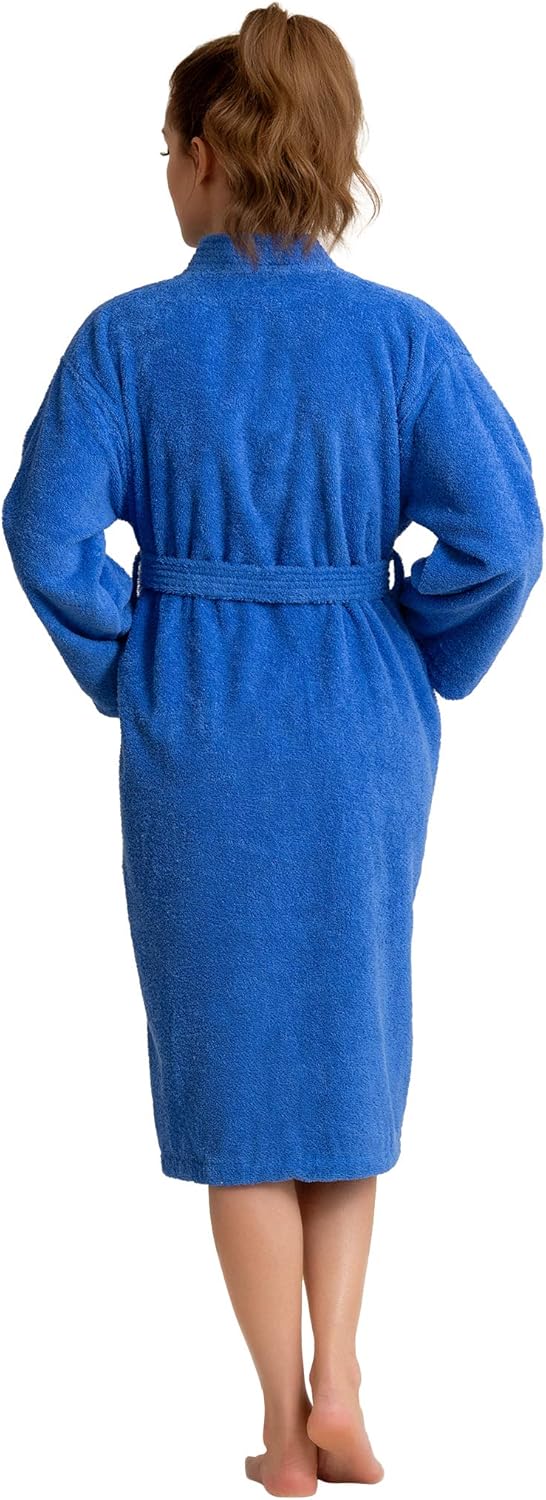 Soft Touch Linen Women's Robe Terry Cloth Kimono Bathrobe Thick 100% Cotton