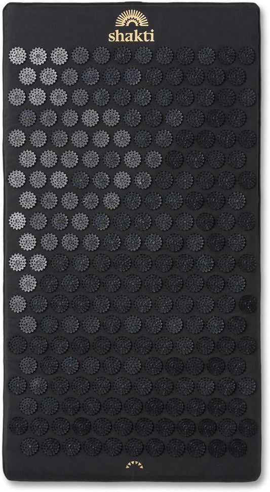 ShaktiMat Premium Acupressure Mat, Level 1 Intensity in Shakti Black, Massage Muscles, Aid Sleep & Unlock Inner Tension | Similar to Acupuncture | FSA/HSA Eligible | Organic Cotton Certified