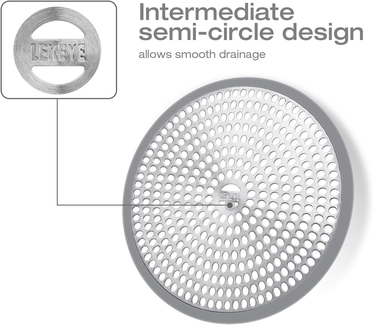 LEKEYE Shower Drain Hair Catcher/Strainer/Stainless Steel and Silicone