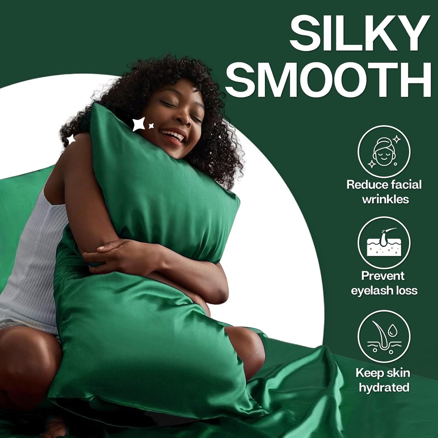MR&HM Satin Pillowcase for Hair and Skin, Silk Satin Pillowcase 2 Pack, King Size Pillow Cases Set of 2, Silky Pillow Cover with Envelope Closure (20x36, Dark Green)