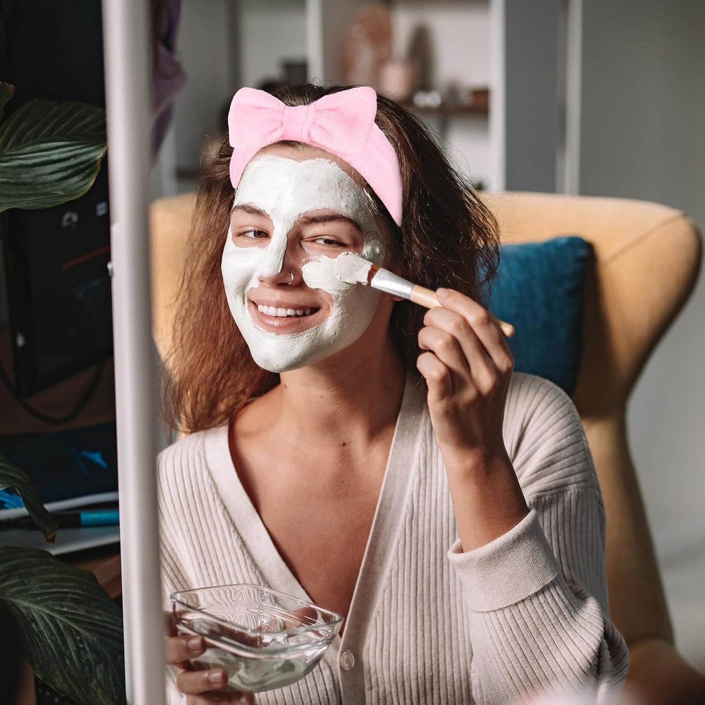 CIEHER 8 Pcs Spa Headbands - 1 White + 7 Pink, Microfiber Hairbands for Bachelorette Party Favors, Bridal Shower Decorations, Skincare Makeup Headbands for Girls, Women's Accessory