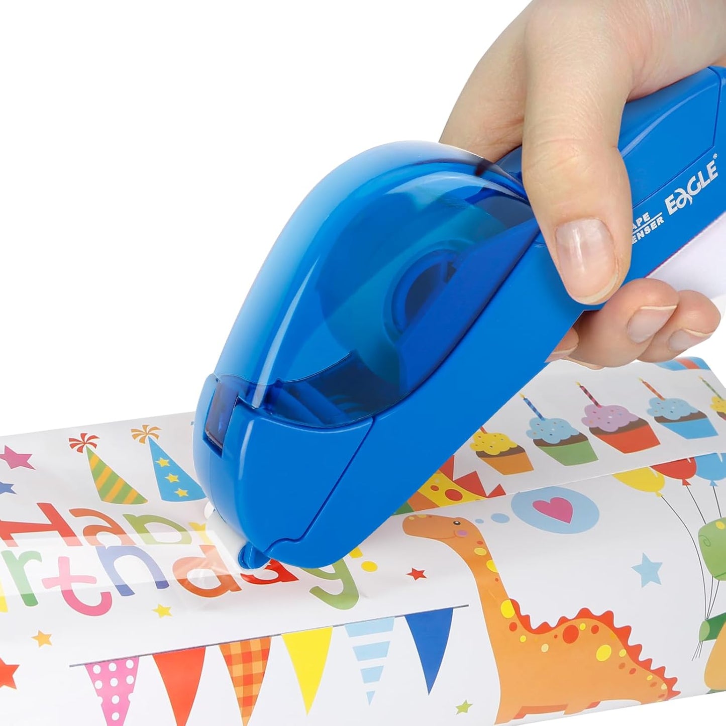 Eagle Automatic Tape Dispenser, Handheld & Portable Design, Office Tape Gun, One-Handed Operation with Safety Blade for Office, Home, DIY or Packaging (Includes 2 Free Tapes)（Blue）