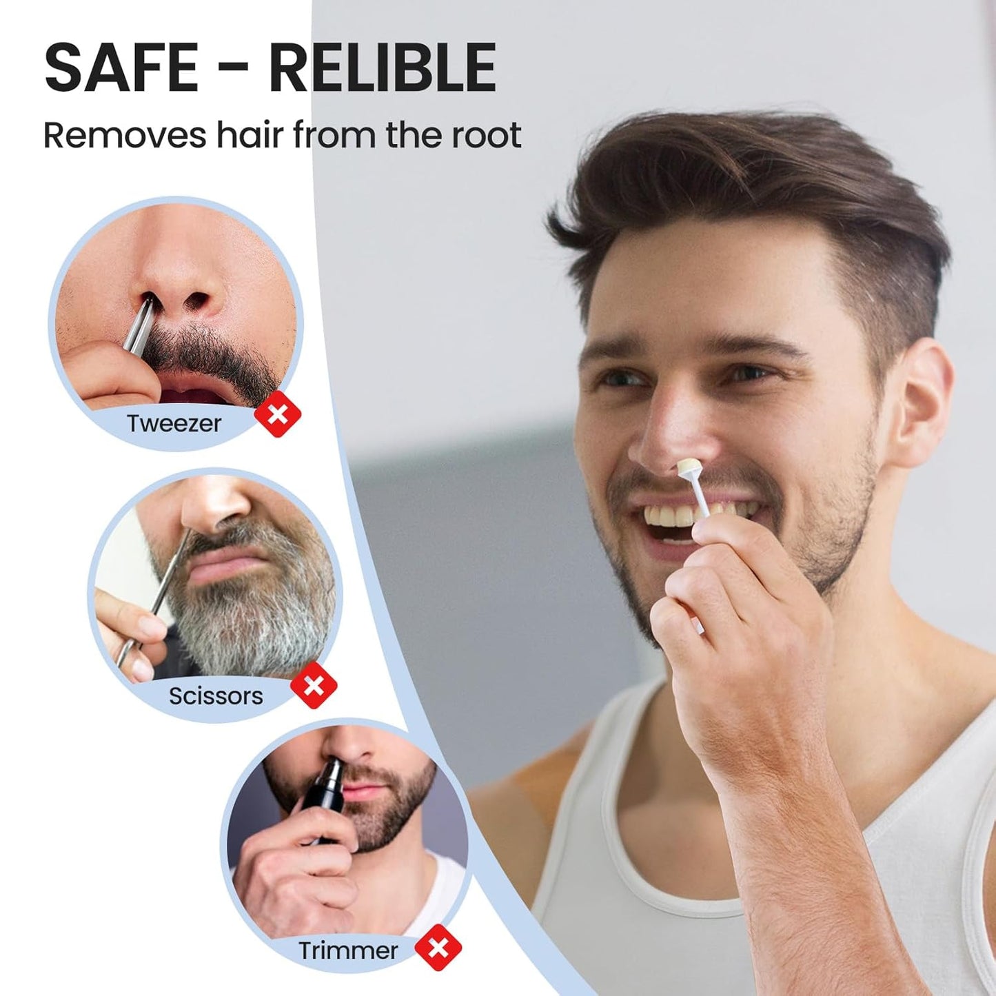 Nose Hair Wax Sticks, 60 Pcs Nose Wax Applicator Sticks with Disposable Spatulas, Nose Hair Removal & Nostril Cleaning, Nose Ear Hair Removal Wax for Men Women, Painless