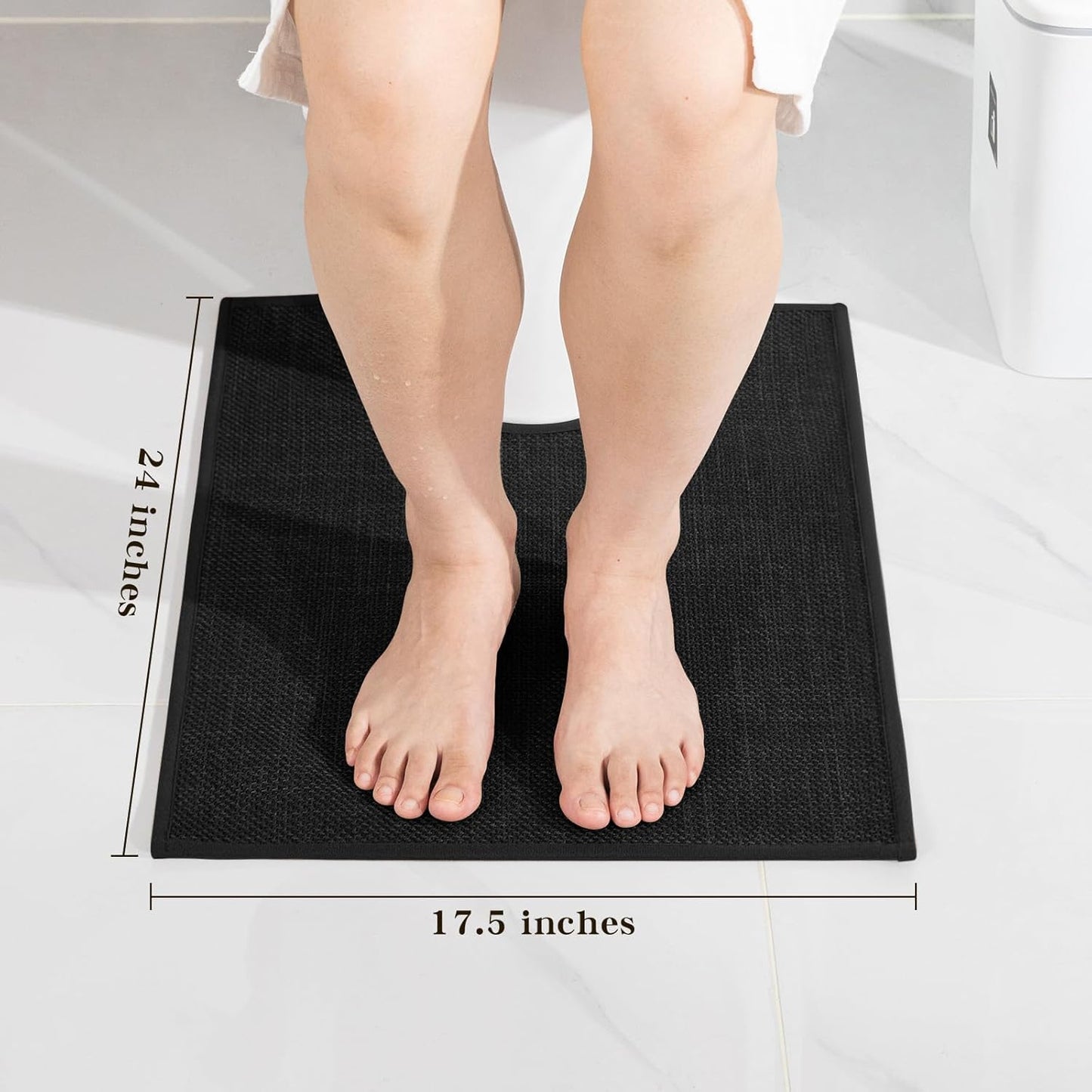 chakme Bathroom Rugs Mat U-Shaped 24x17, Ultra ThinNon Slip Bath Mat Small Quick Dry Absorbent Bath Matfor Bathroom Floor, (Black, U-24"x17")