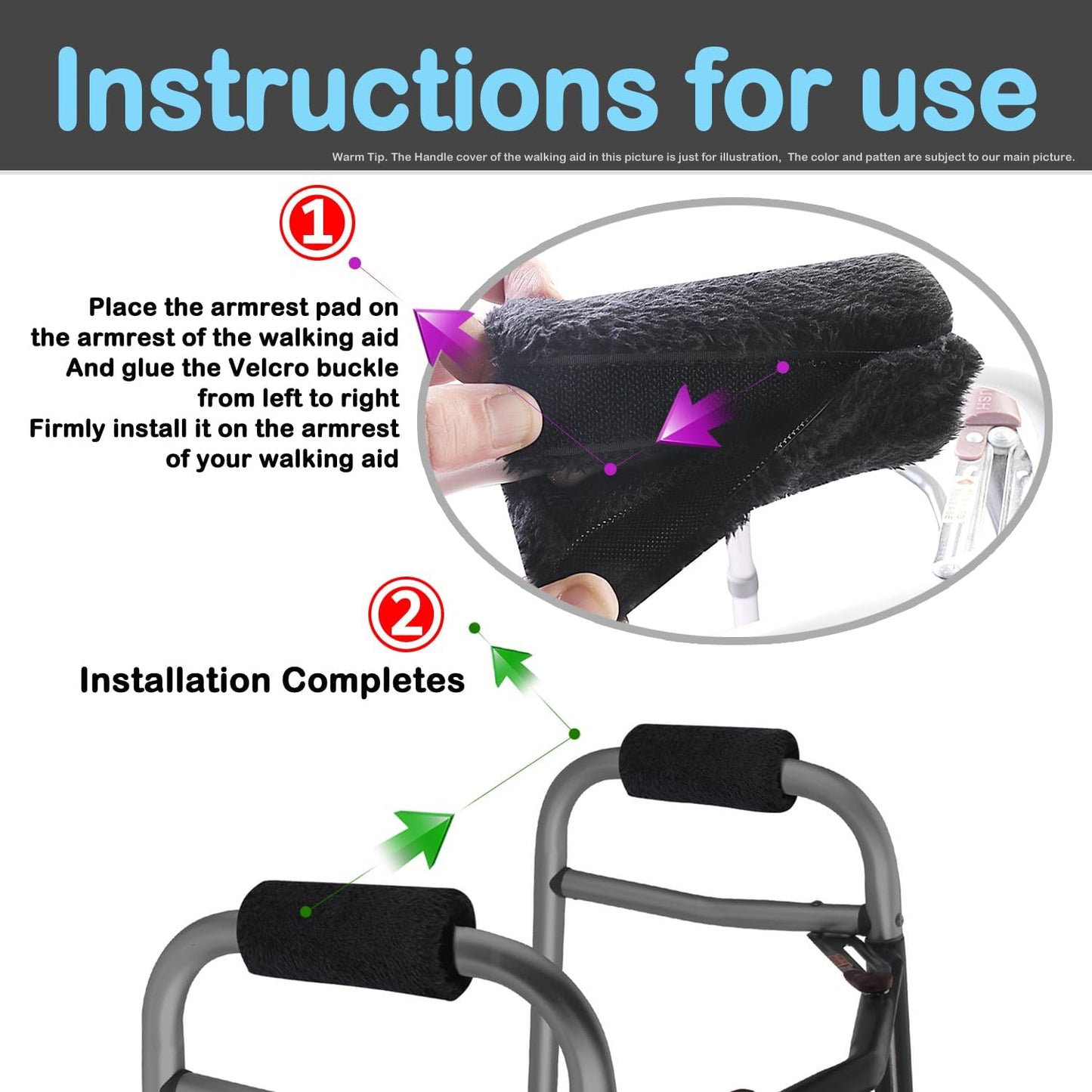 Walker Handle Pads Walker Handle Cushions Walker Padded Hand Grip Covers Mobility Aid (WH2509B)