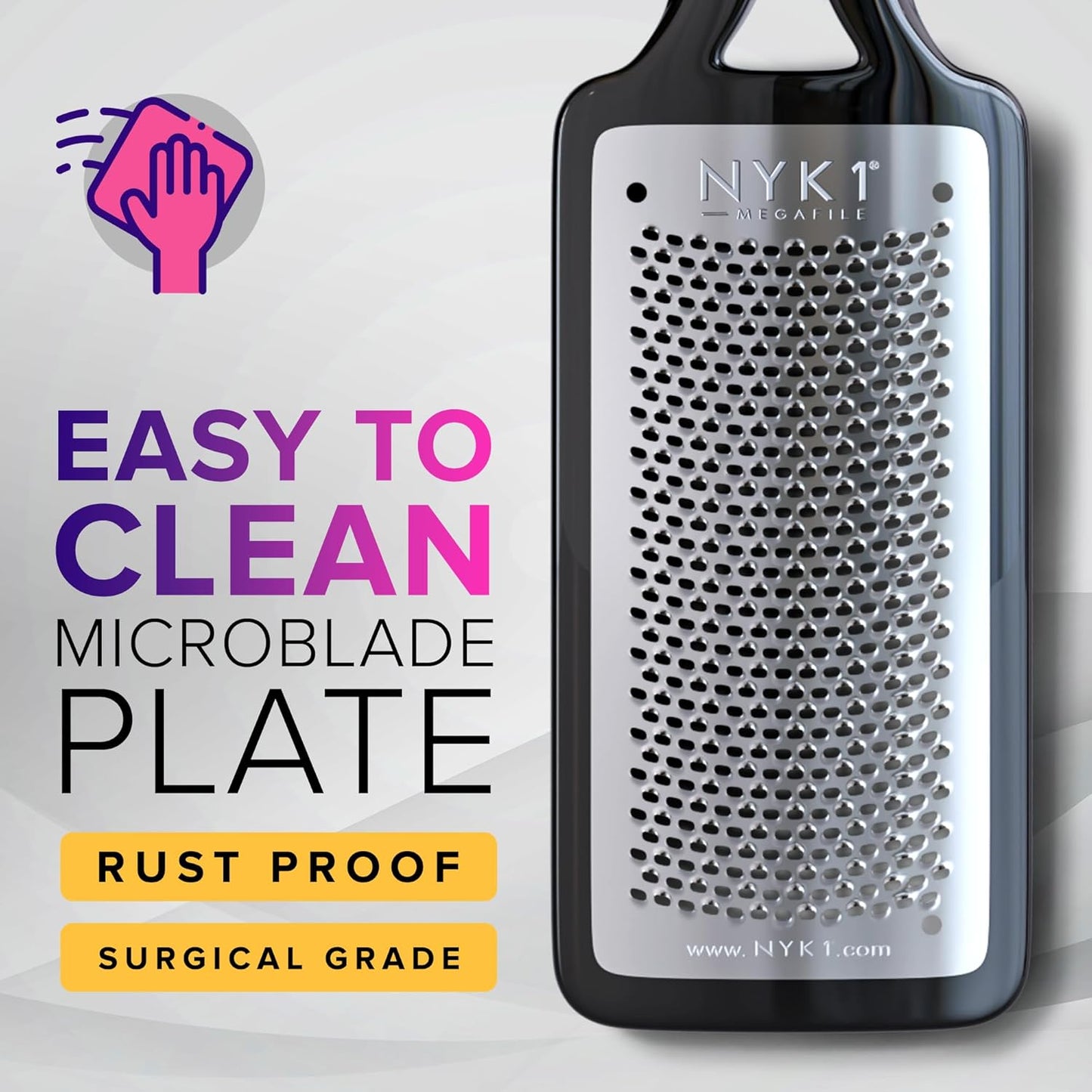 RUSTPROOF Foot File Callus Remover for Feet with Skin Catcher (XL Size) NYK1 MEGAFILE Foot Callus Remover for Wet & Dry Use - High-Performance Feet Scrubber with Textured Grip for Non-Slip Control